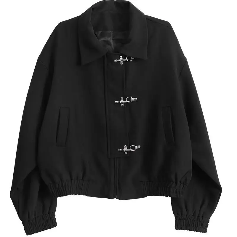 Black Gothic Airplane Button Jacket Y2k American Harajuku Retro High Street Men And Women Korean Fashion Punk Casual Jackets
