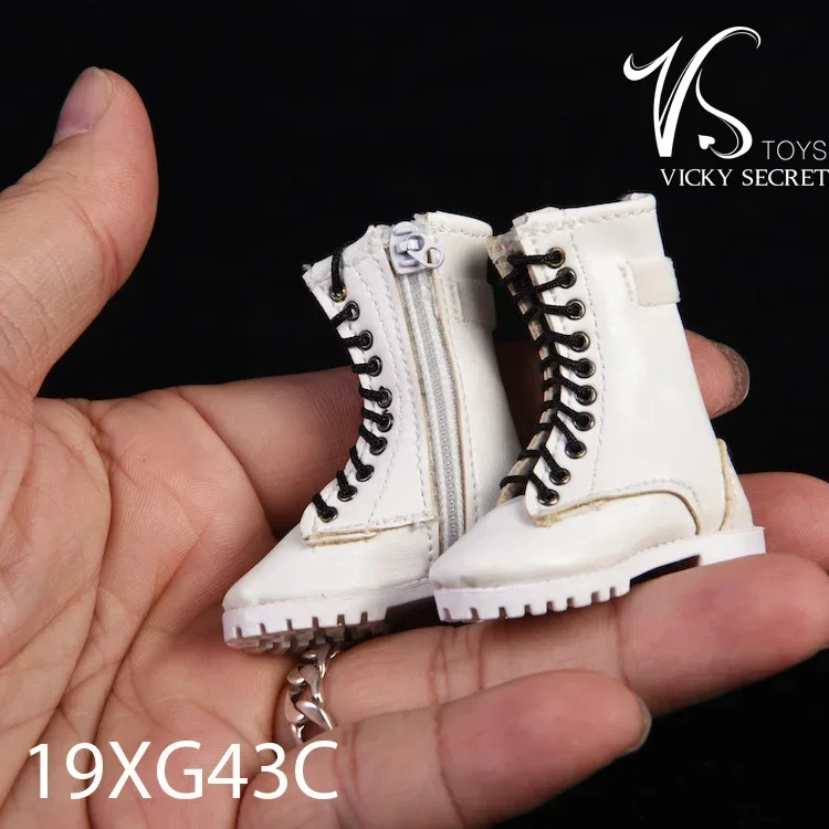 1/6 Scale Female Hollow PU Leather Boots with Zipper Above Ankle High Boots Model for 12" Soldier Action Figure Doll Toys