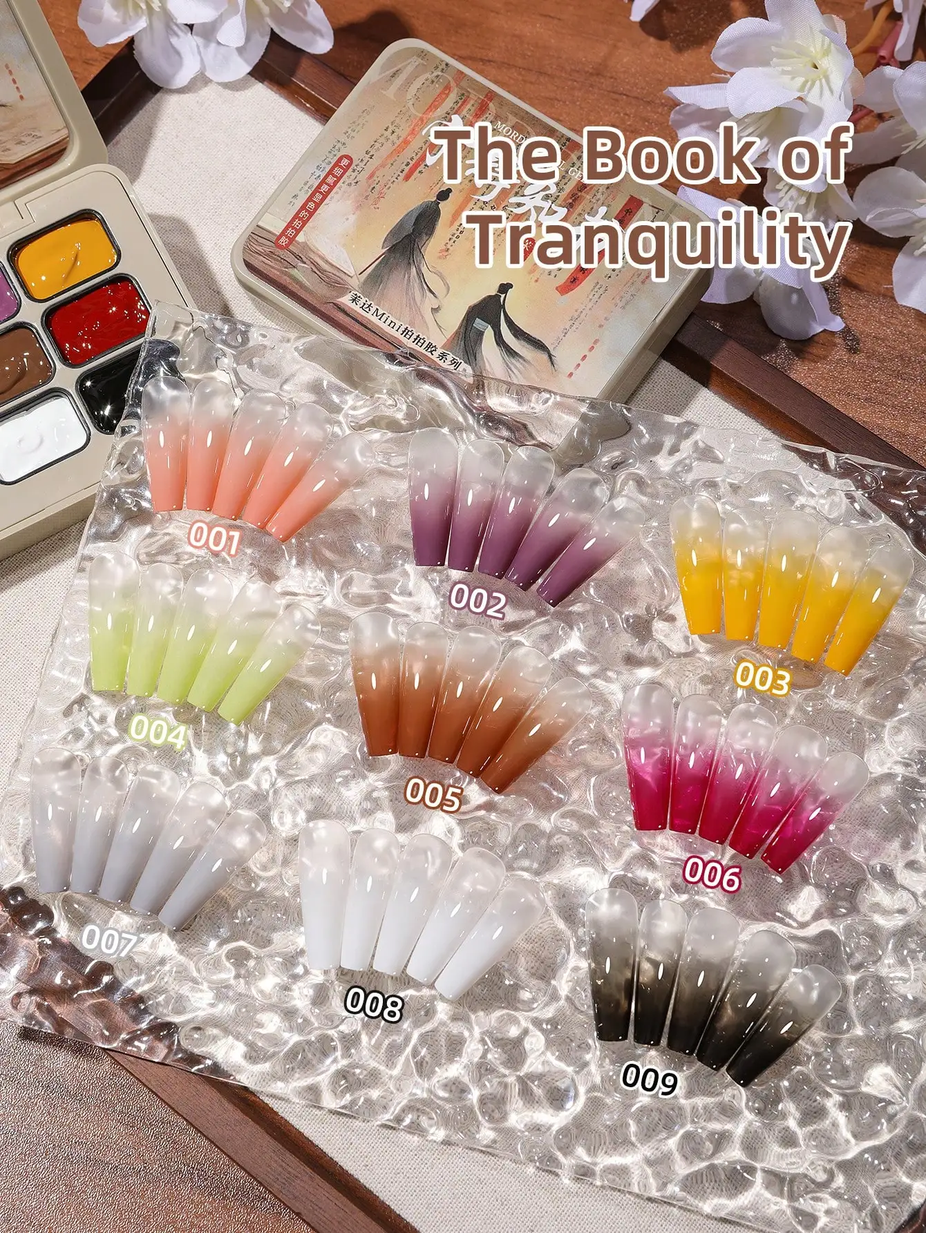 9 couleurs le livre de la transquilité tapotements colle tache en conserve haute Saturation populaire semi-solide vernis à ongles-Ning Jing Zhi Shu