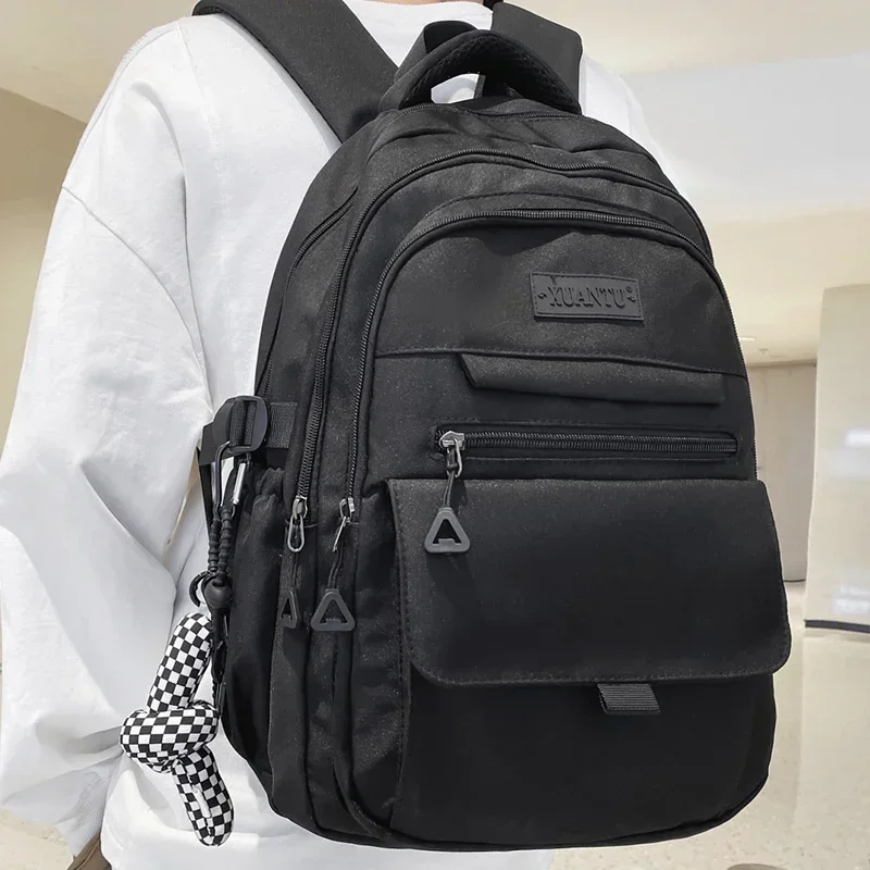 2025 black Nylon Unisex Knapsack Large Eco-friendly Serviceable Travel Backbag High Quality Portable Laptop backpack for Student