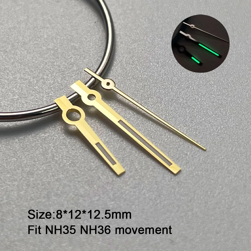 NH35 Hands Watch Hands C3 Green Luminous Pointer Baton Style Datejust Hands Polished For NH35/NH36/4R/7S Movement Watch Pointers