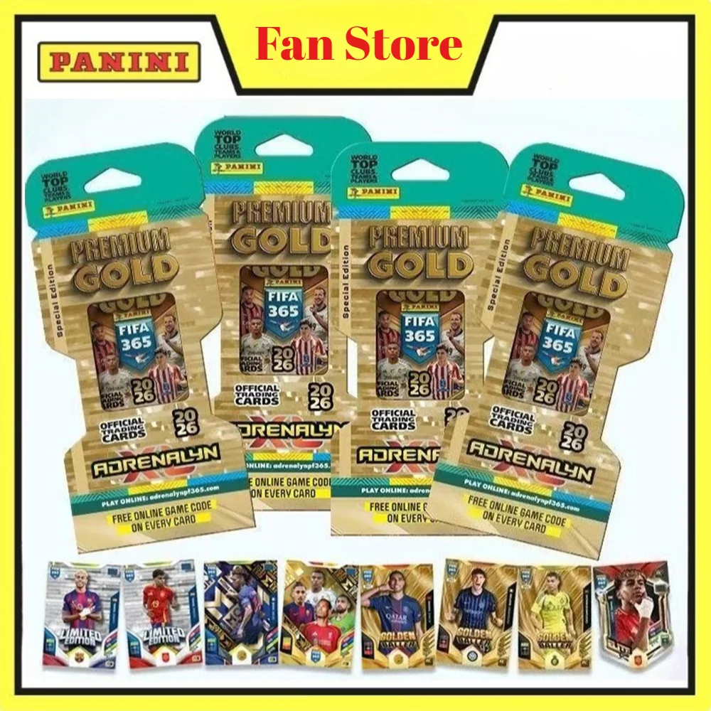 2026 Panini Adrenalyn FIFA World Cup Starter Pack Gold Pack Steelbook Cartas Colecionáveis Oficiais Jogo de Cartas Brinquedos Presentes para Fãs