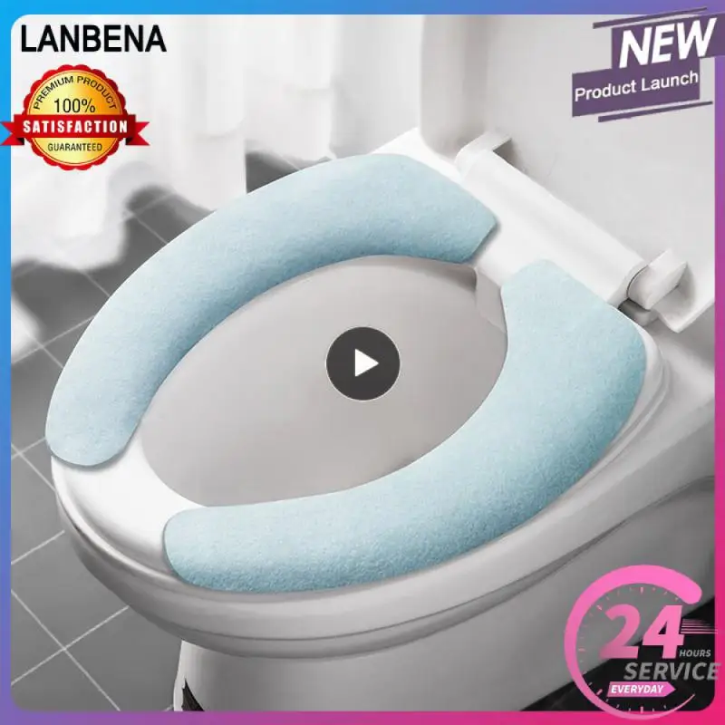 set Reusable Warm Flannel Toilet Sticker Toilet Seat Covers Washable Toilet Seat Filling Bathroom Mat Seat Cover Universal