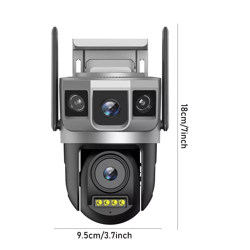 6MP Security Camera WiFi Wireless Outdoor 3 Lens IP Cam CCTV Video Surveillance