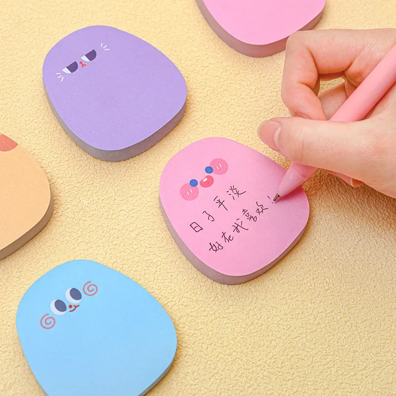 60 Sheets Kawaii Cartoon Memo Pad Cute Colored Emoticon Sticky Notes Perfect for Girls and Leaving Messages,  Sticking Paper