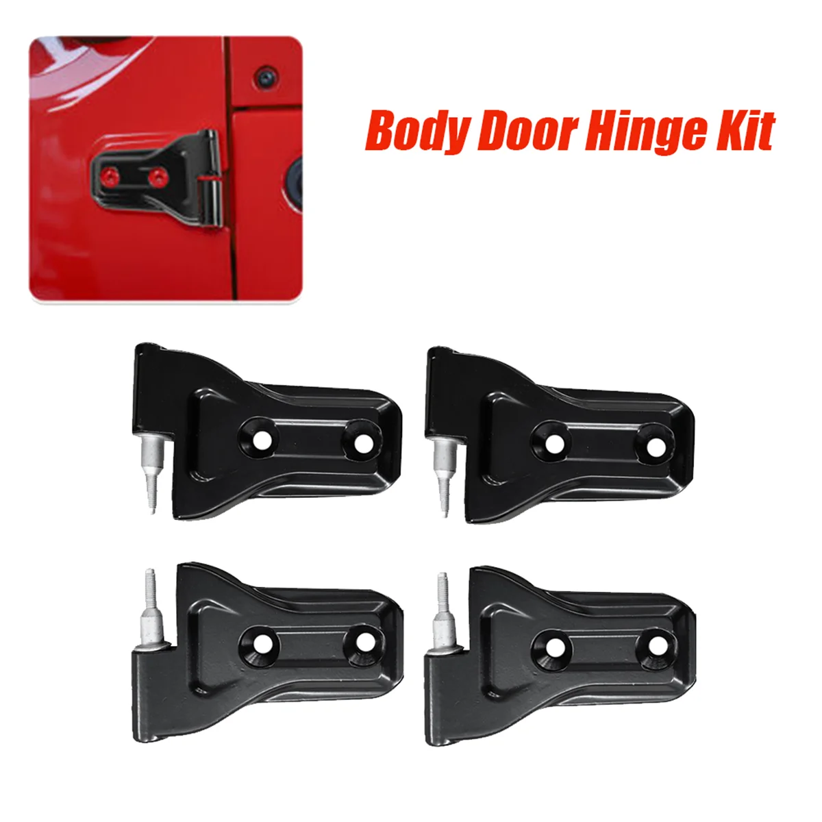 1Set/4Pcs Car Body Door Hinge Kit for Jeep Wrangler JL 2DR 2018+ Side Door Hinges Cover Trim Long Top and Short Bottom