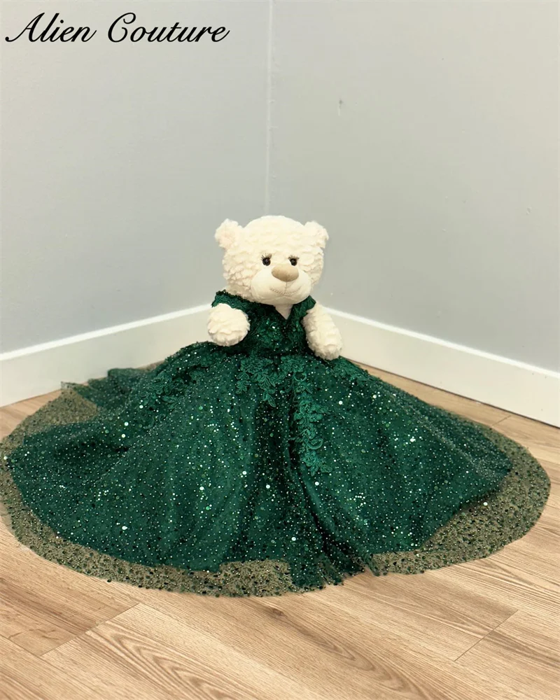 

Special Link For Personalized Sparkly Green Quinceanera Teddy Bear Dress Floral Appliques Sequins Bead Diamonds Bear Not Include