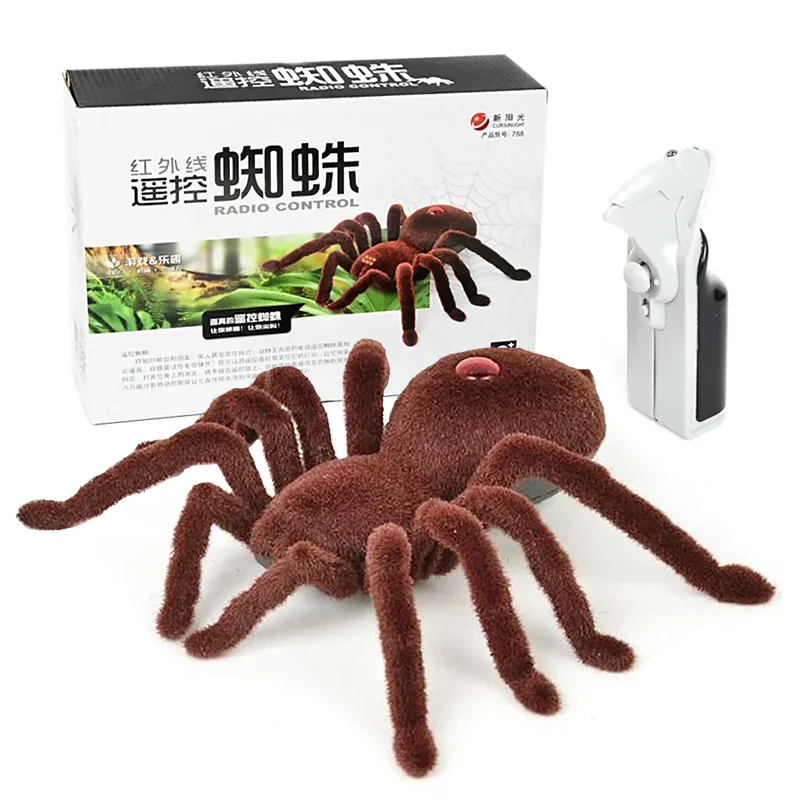 ของเล่นแมงมุมควบคุมระยะไกลด้วยอินฟราเรด ตุ๊กตาสัตว์จำลองนุ่มนิ่ม พร้อมการเคลื่อนไหวคลาน ของเล่นแกล้งเพื่อน ของเล่นบังคับวิทยุ สำหรับเด็กชาย เด็กหญิง ของขวัญ