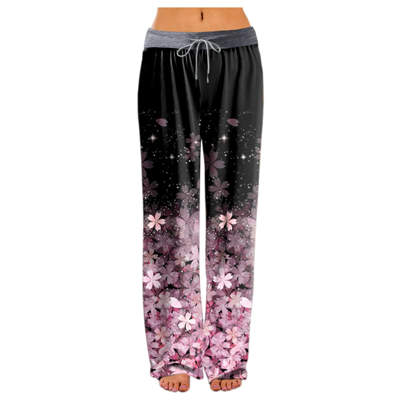 Streetwear Y2k Pants For Women 2024 High Waist Baggy Pockets Harem Pants Parachute Sweatpants Sakura Printed Casual Trousers