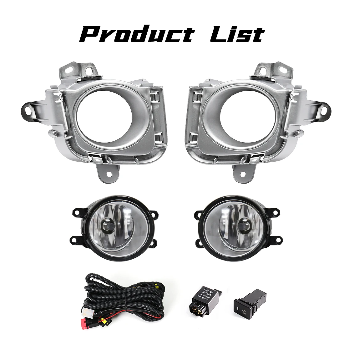 For Toyota Prius 2010 2011 2012 Fog Lamp Assembly Front Bumper Headlight With Cover Wires Switch Halogen Car Accessories Kit 12V