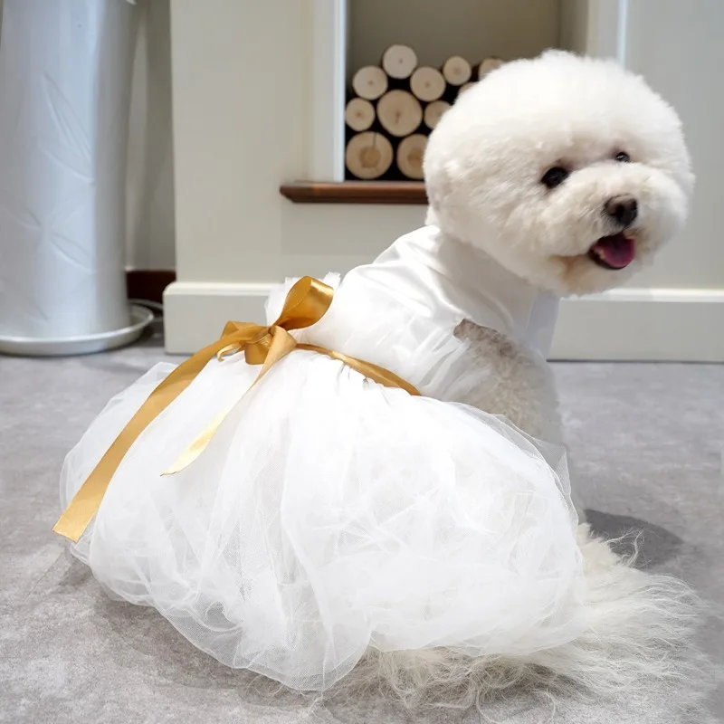 Summer Pet Dogs Wedding Dress Pet Clothing Princess Dress Dog Clothes for Small Medium Dog Costume French Bulldog Puppy Skirt