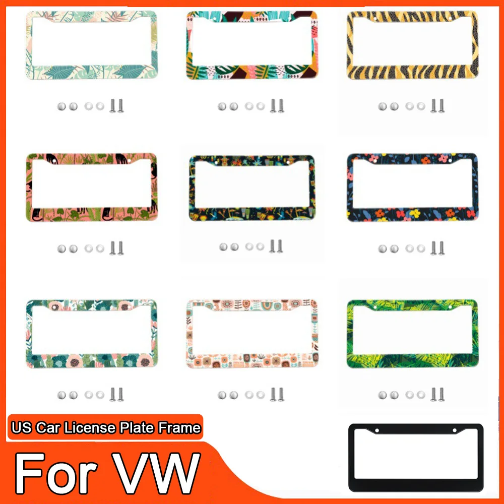 Universal Aluminum Alloy US Car License Plate Frame Cover Accessories For Volkswagen VW Golf 7 MK7 Golf 8 Mk8 Tiguan MK2 Polo
