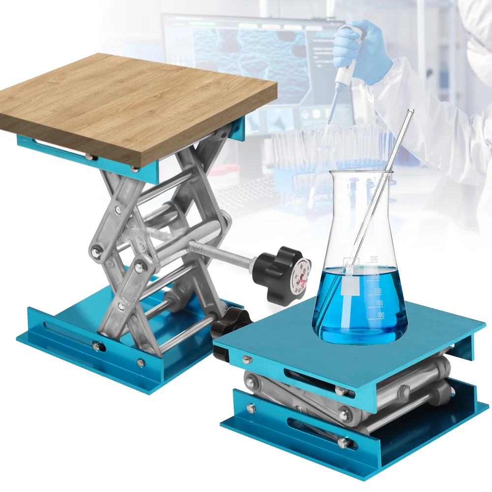 Lab Adjustable Stable Lifting Platform Aluminum Alloy Woodworking Engraving  Control Manual Lift Stand Table Woodworking Benches