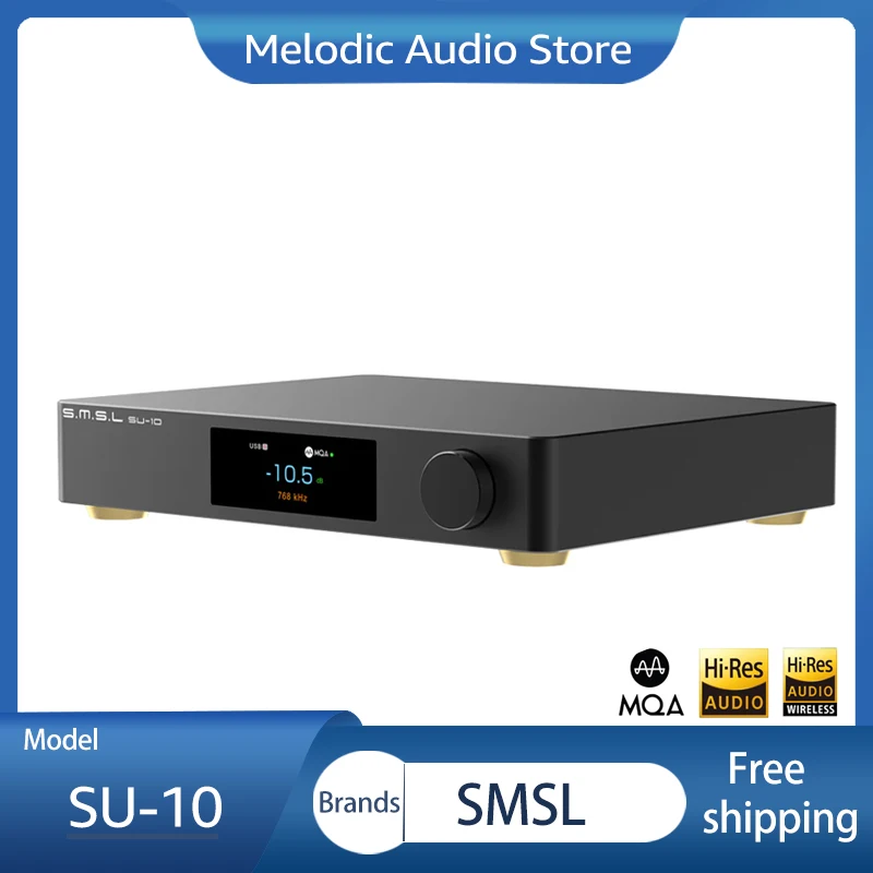 

SMSL SU-10 MQA Decoder Dual ES9038PRO Support MQA-CD XMOS316 DAC 32Bit/768kHz DSD512 Support LDAC,Aptx/HD,SBC,AAC SU10 DAC