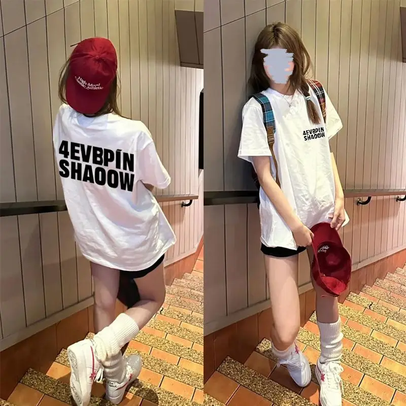 

Pure cotton t-shirt 2025 summer high-quality round neck new short-sleeved men's and women's tops loose and comfortable