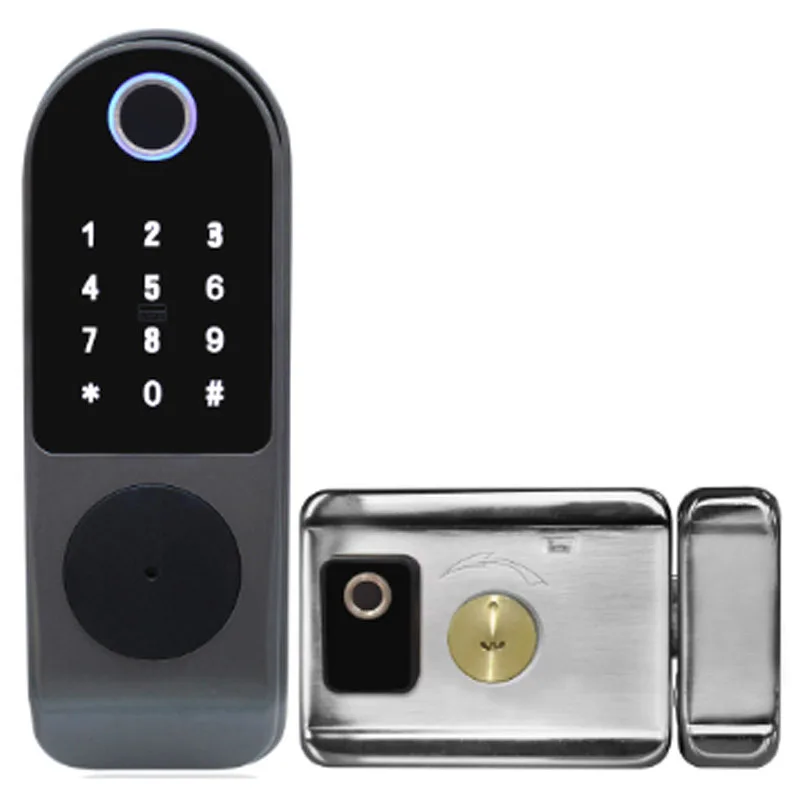 Double Side Fingerprint Keypad Ttlock App Smart Lock Digital Touchscreen High Security Glass Wood Metal Door Lock