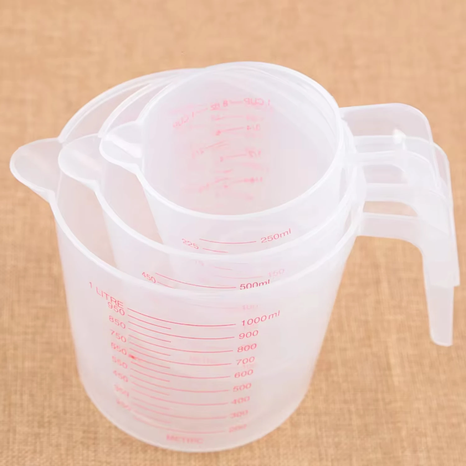 

250/500/1000ml Baking Liquid Measuring Cups PVC Scale Cup Plastic Measuring Volume Beaker Kitchen Baking Tools