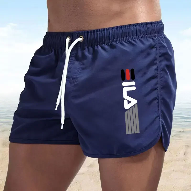 2025 Men's summer printed shorts, men's quick-drying swimming trunks, breathable mesh pants, surfing beach pants, sports pants