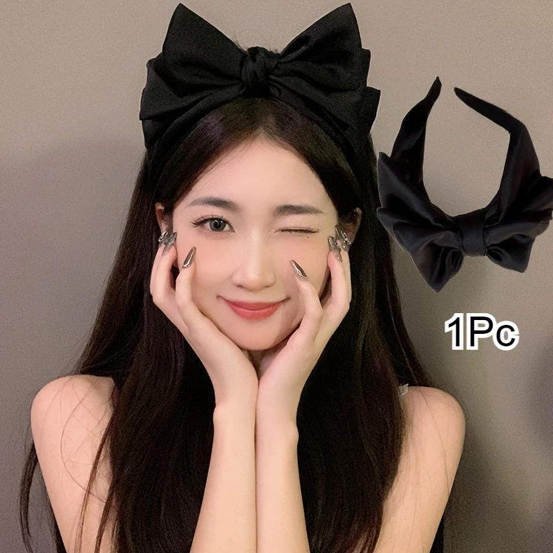 

Korean Black Bow Head Band Big Size 3D Hair Hoop Hair Clips for Women Elegant Barrettes Headwears Girls Fashion Hair Accessories