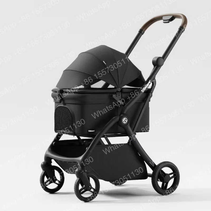 One-click gravity collection, portable pet cart, go out, small cart, medium dog cart, one-foot double-brake cart