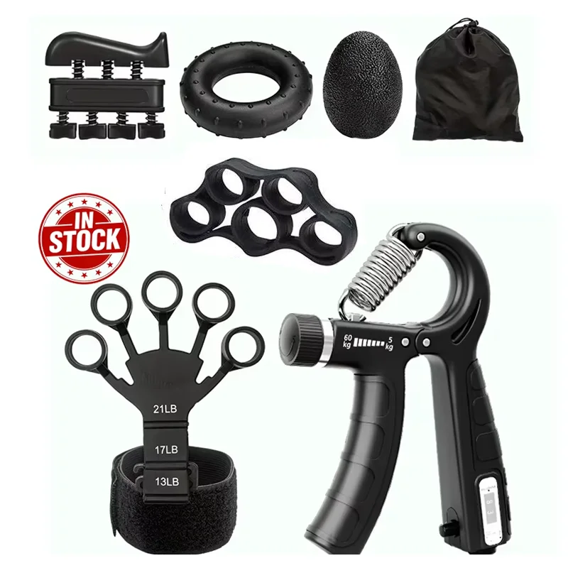 Grip Strength Trainer Set Wiht Finger Trainer Hand Grip Enhancer Finger Stretcher Grip Ring Muscle Decompression Ball