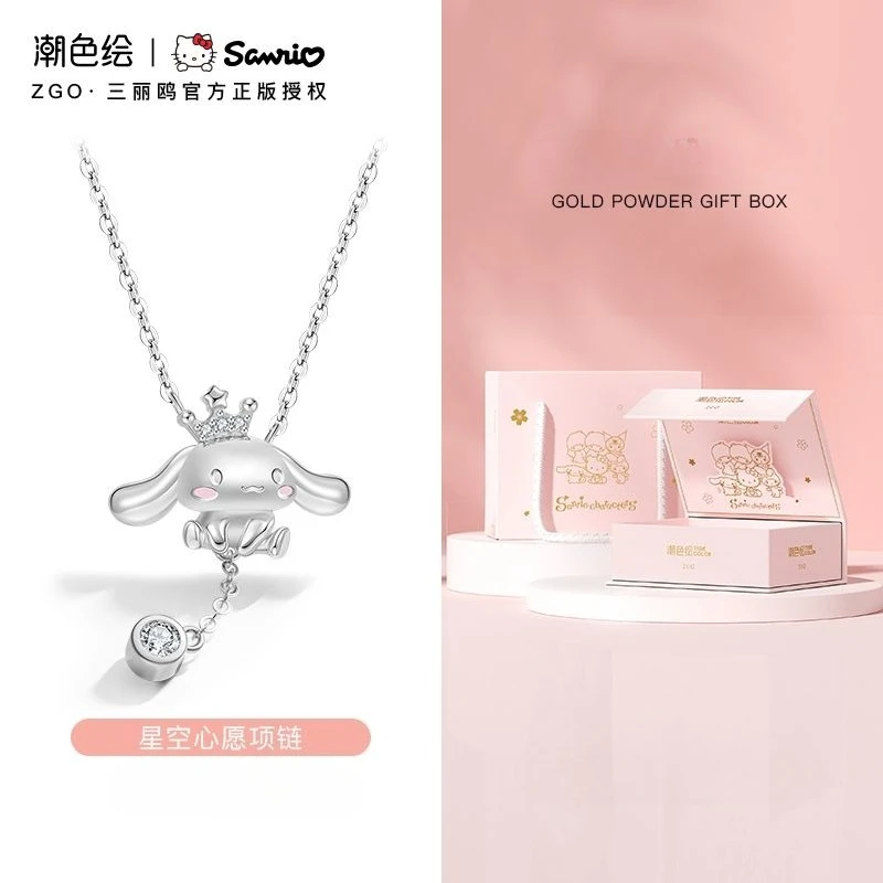

Genuine Tide Painted Xsanrio Cinnamoroll Necklace Sterling Silver Big-eared Dog Accessories Gifts