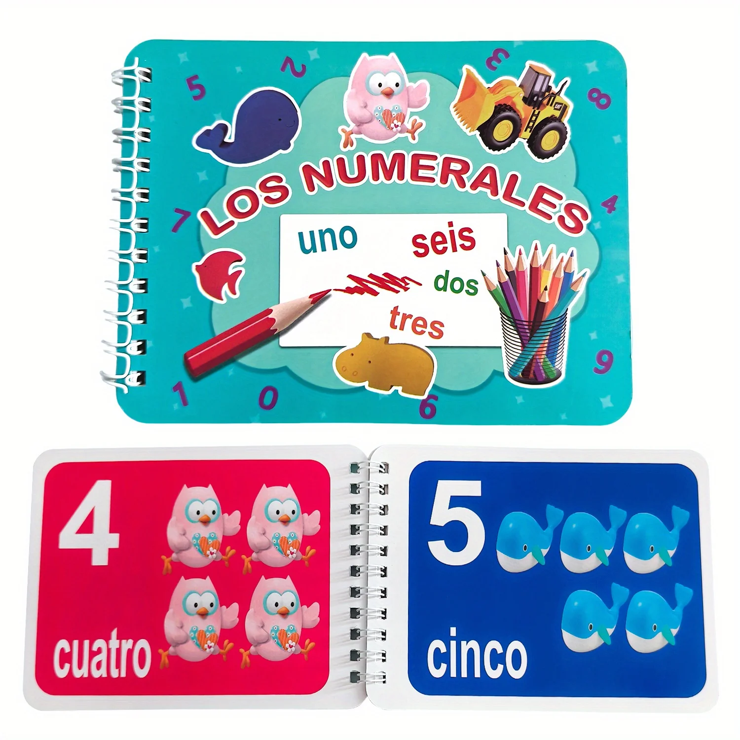 Spanish Numbers Learning Card Book, Picture Cards Language Learning Teaching Aids for Beginners, Kindergarten Classroom Supplies