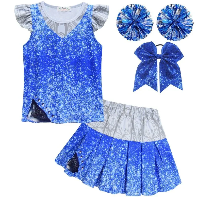 Costumes de cosplay Zvised 3 Addison pour enfants, jupe en Y, ensembles de fleurs à la main, Cheer Leader, tenue d'Halloween pour enfants, vêtements pour filles