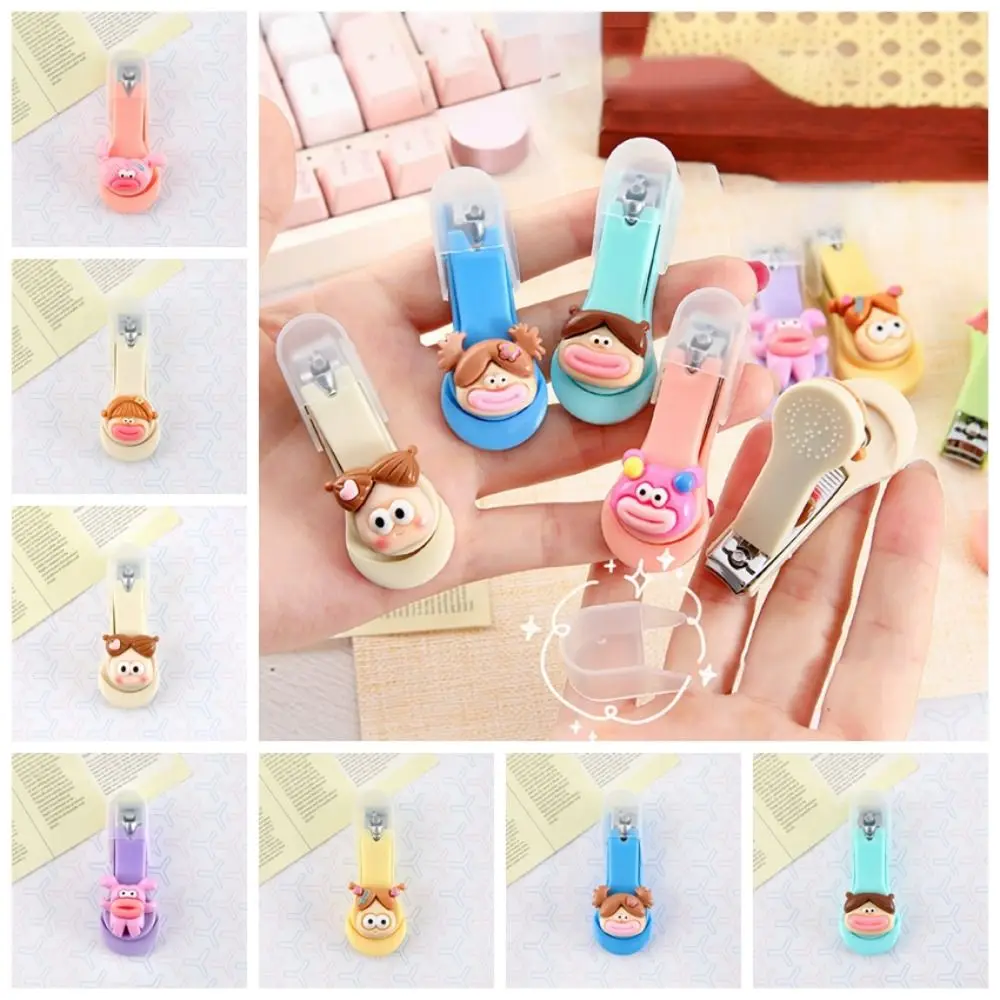 Durable Mini Big Mouth Nail Clippers Cute Girl Heart Cartoon Nail Trimmer Anti-slip Anti-Splash Manicure Tool Women