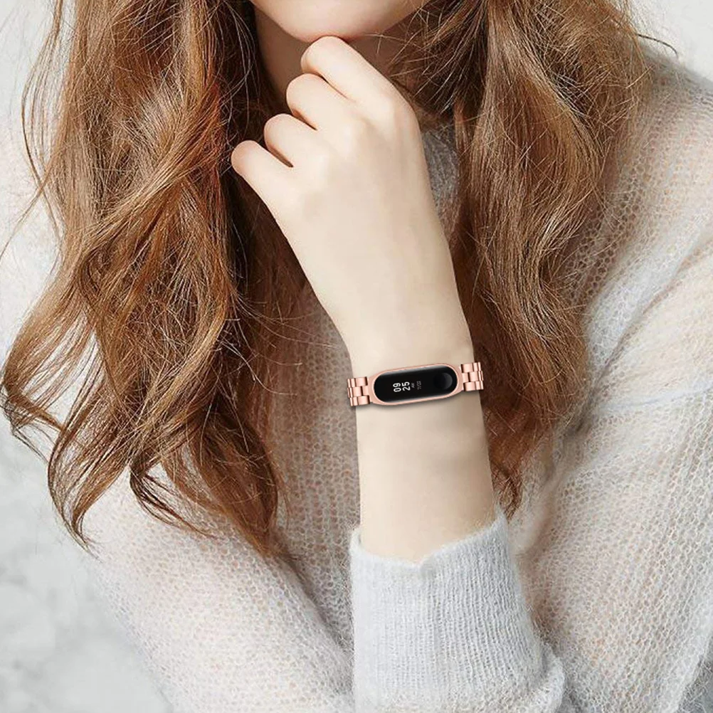 

Metal Watchband Stylish Rose Gold Compatible Wristband 3 4 Replacement Strap Watch Accessories Comfortable Durable