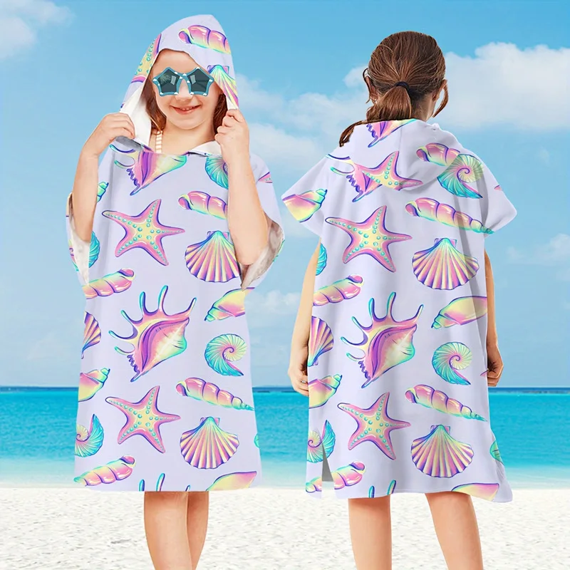 Beach Towel Children Cape Microfiber Swimming Towel Hooded Cloak Wetsuit Quick Drying Absorbent Beach Poncho Bathrobe Surf