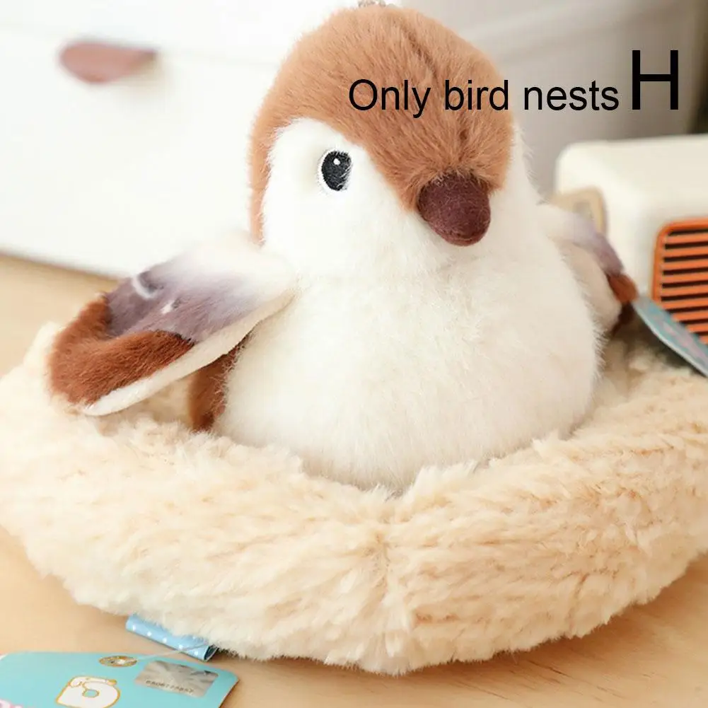 Mini Oiseaux Réalistes avec Nid en Peluche, Jouets Animaux Réels, Poupées Perroquet Calopsitte, Jaune, T W8m5