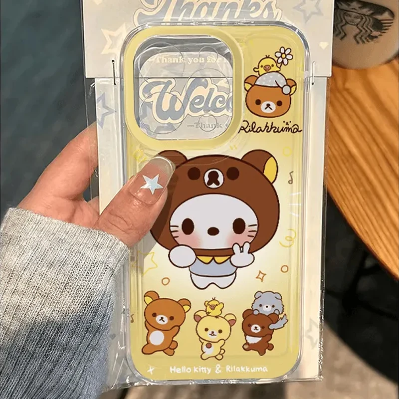 Cute Kawaii Hello Kitty Cartoon Bear Japanese Phone Case For iPhone 16 15 14 13 12 11 Pro Max XR XS MAX 7 8 Plus Y2K Lucky Cover