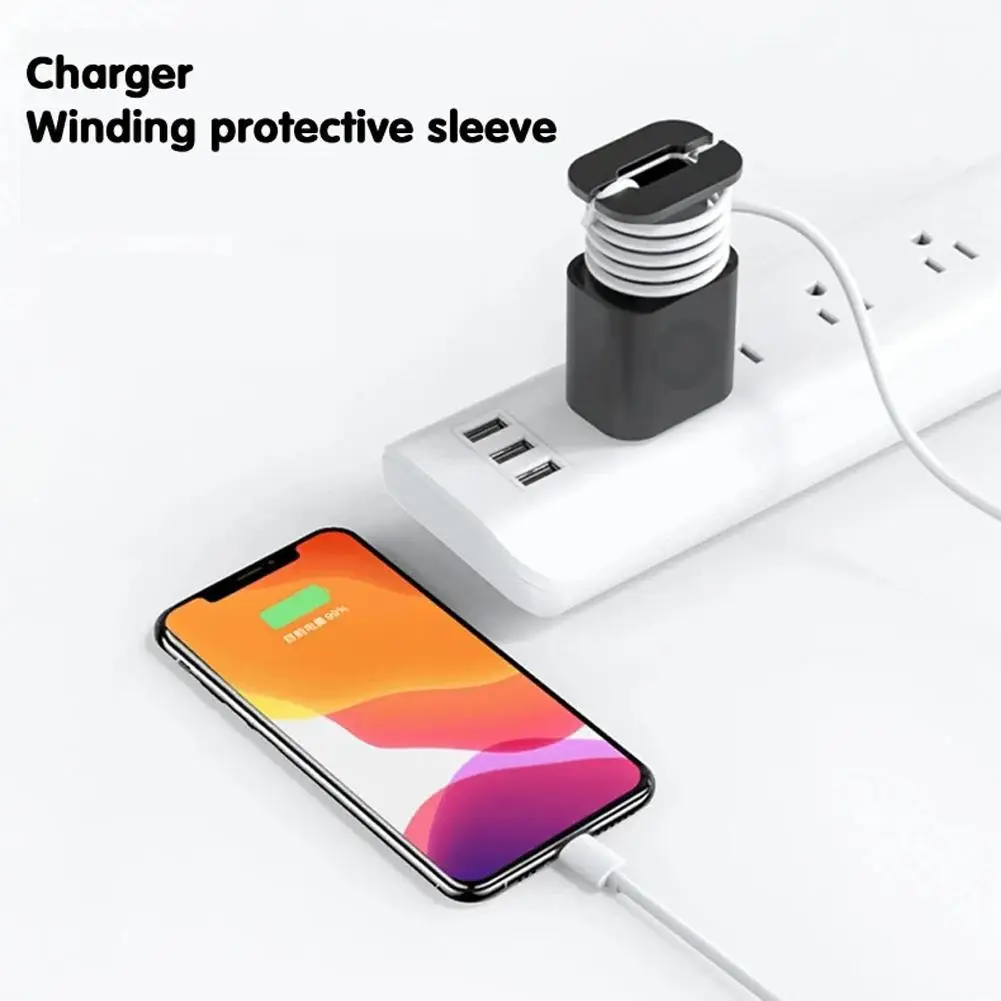 1Pc 2 In 1 Silicone Charger Protector For IPhone 18W/20W Charger Portable Anti-Break Protection Case Convenient Cable Storage