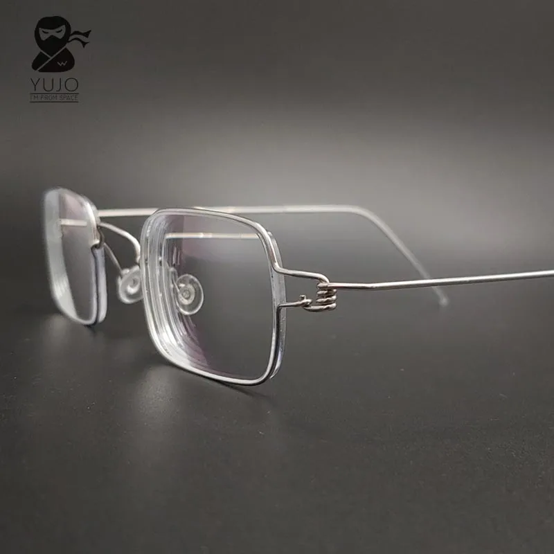 Vintage Small Rectangular Handmade Screw Free Metal Eyeglass Frame Suitable for Men and Women's Ultra Light Eyeglass Frames
