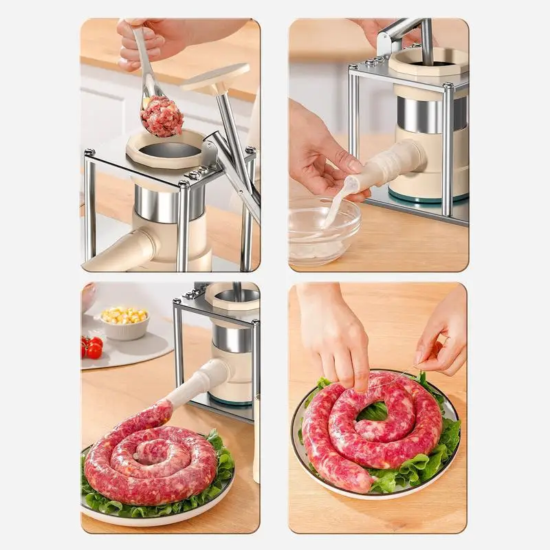 Sausage Maker Machine Vertical Stainless Steel Manual Sausage Maker Stuffing Tubes Vertical Kitchen Appliance Home Commercial