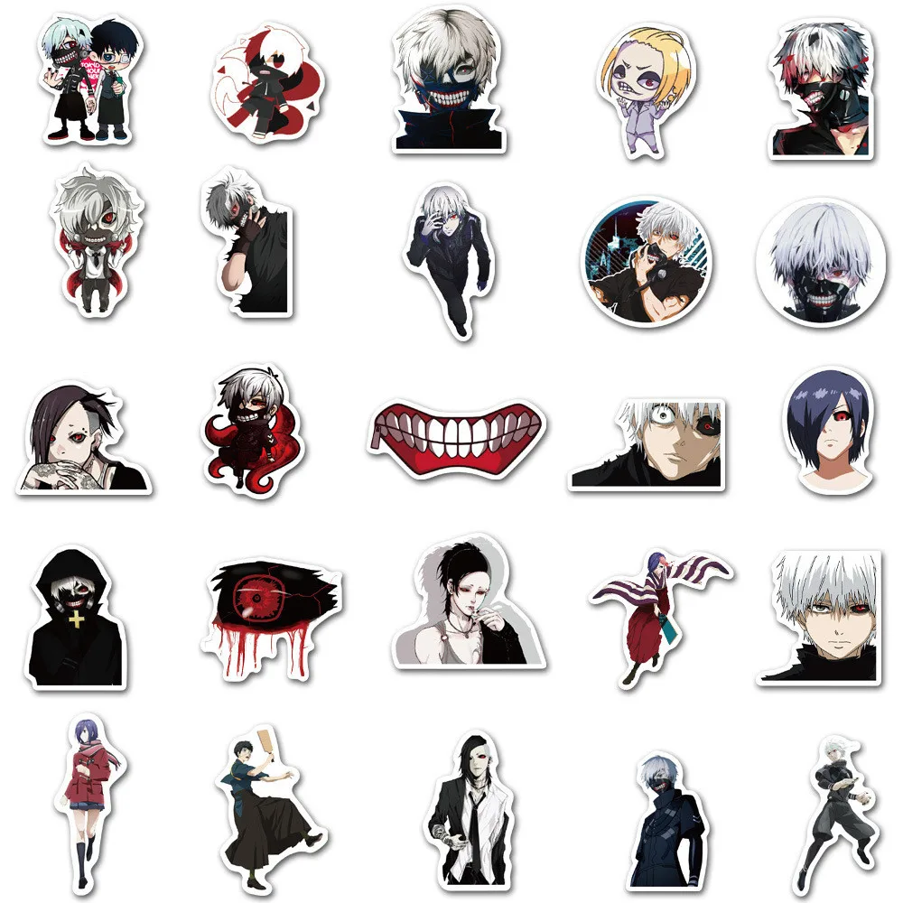 50 قطعة من ملصقات الرسوم المتحركة الكلاسيكية طوكيو الغول الكتابة على الجدران - شارات ديكور PVC مقاومة للماء للكمبيوتر وحقيبة السفر ولوح التزلج