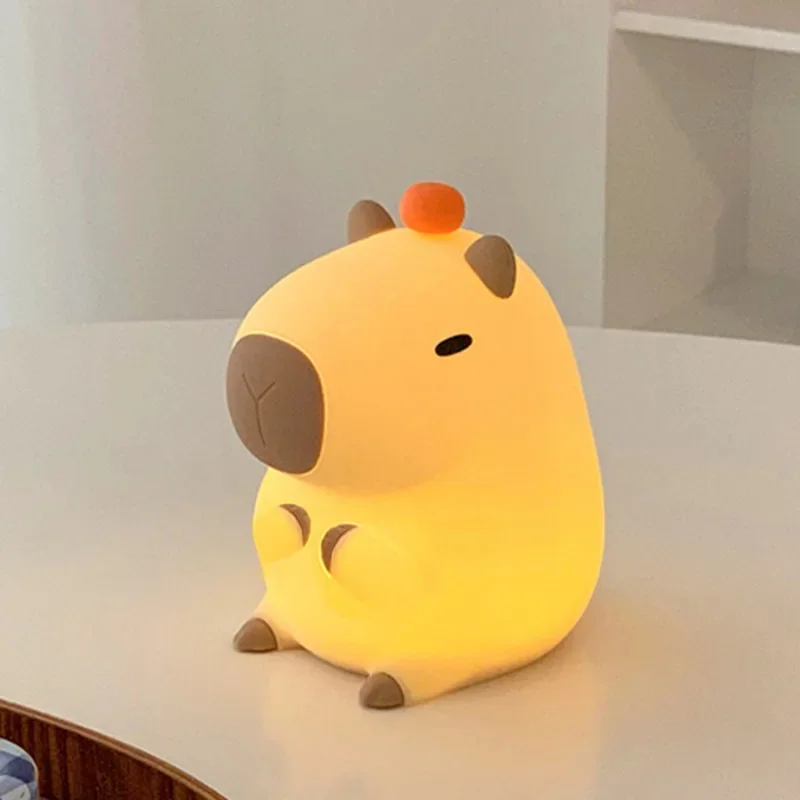 New Cute Silicone Capybara Night Light USB Rechargeable Lamp 2 Levels Dimmable Touch Lamp Kids Birthday Gift Room Decor