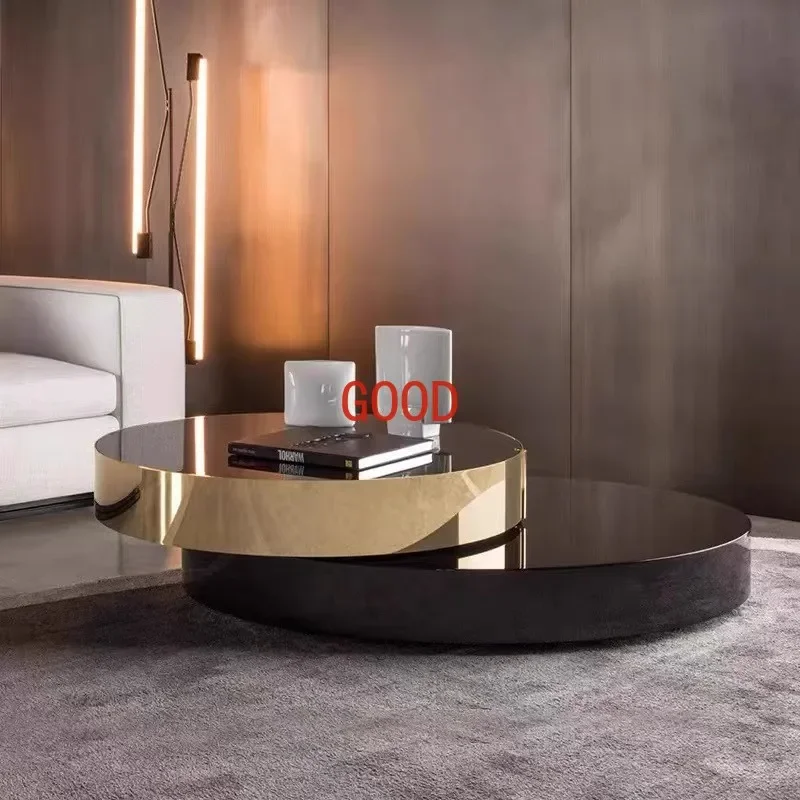 غرفة المعيشة المنزل الحديثة الخفيفة الفاخرة طاولة القهوة الدوارة المستديرة الإنترنت المشاهير طاولة القهوة الزجاجية المقسى #2