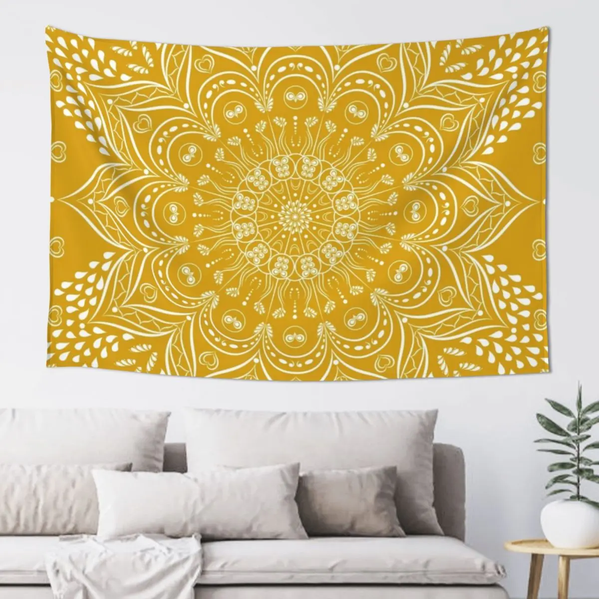 

Boho Mustard Yellow Mandala Tapestry House Decoration Room Aesthetic Decor Tapestry