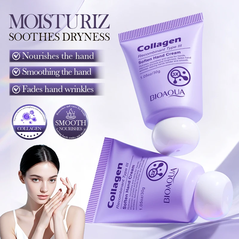 BIOAQUA كريم اليد الكولاجين المغذي ترطيب مكافحة الشيخوخة المضادة للتجاعيد تبييض الأيدي منتجات العناية بالبشرة
