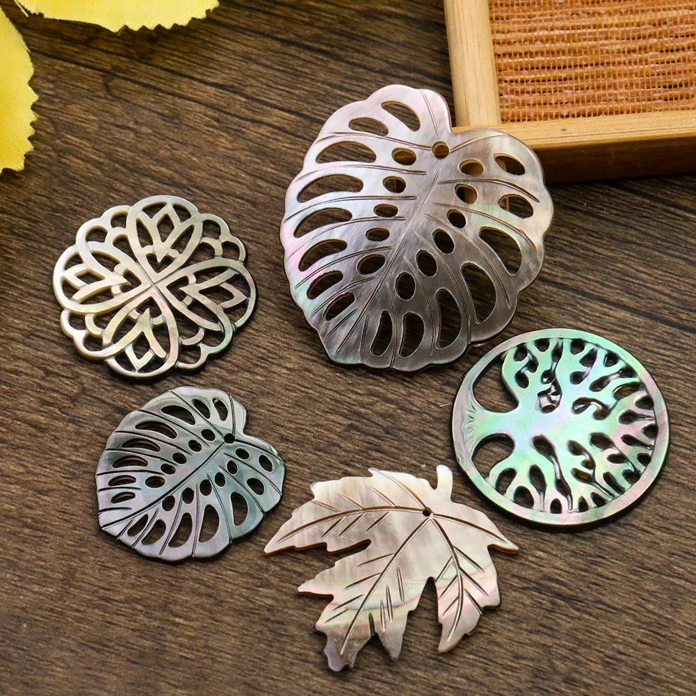 1PC Natural Mother of Pearl Shell Pendant Tree of Life Leaf Charm for DIY Jewelry Accessories Finding Making Necklaces Earrings