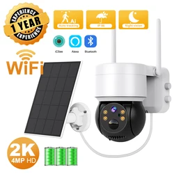 Solar Camera WIFI Outdoor 4MP HD Wireless Security CCTV Waterproof Night Vision PIR Human Detect PTZ Camera with Solar Panel