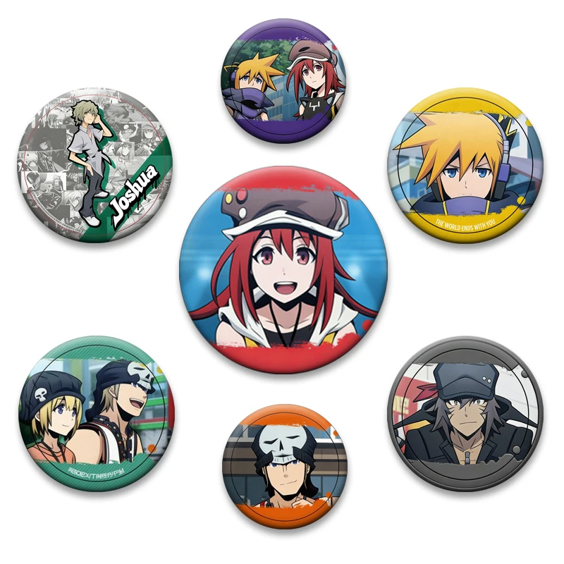 

The World Ends with You Badge Neku Shiki Joshua Beat Brooch Game Character Collectible Pin for Fans Cosplay Accessory Gift Decor