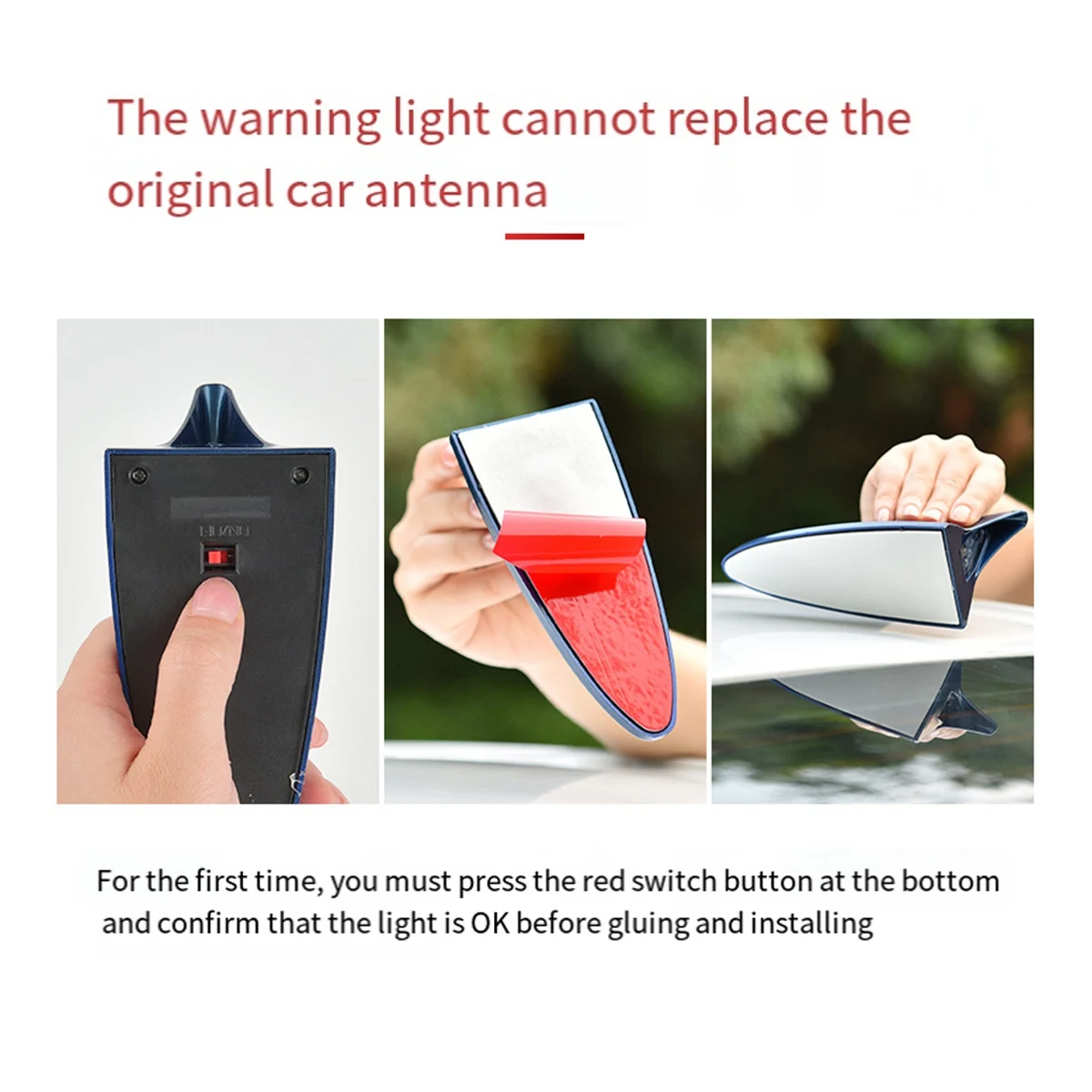 -[A51I Digital]Universal Solar LED Light Car Fin Antenna Roof Tail Modified Light Belt Antenna Driving Safety Warning Light Blac