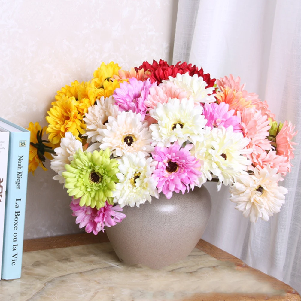 

10 Pcs Artificial Flowers Bouquet Fake Stems Small Chrysanthemum Indoor