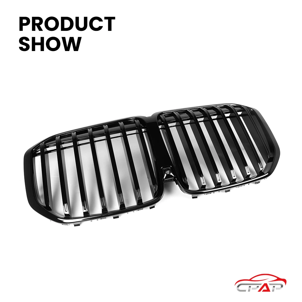 Auto Frontstoßstange Nierengitter Grills Einzelne Lamellenhaube Racing Grill Glänzend Schwarz Für BMW X7 G07 LCI 2023-IN – Detail 4