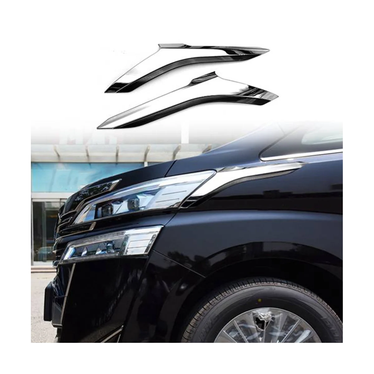 For Toyota Alphard Vellfire 2016-2019 Car ABS Chrome Front Headlight Lamp Cover Garnish Strip Eyebrow Cover Trim