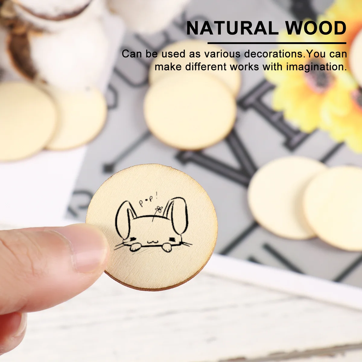 

Natural Round Wood Pieces 100PCS DIY Wooden Craft Supplies for Art Project Wedding Decoration Blank Wood Discs High Quality