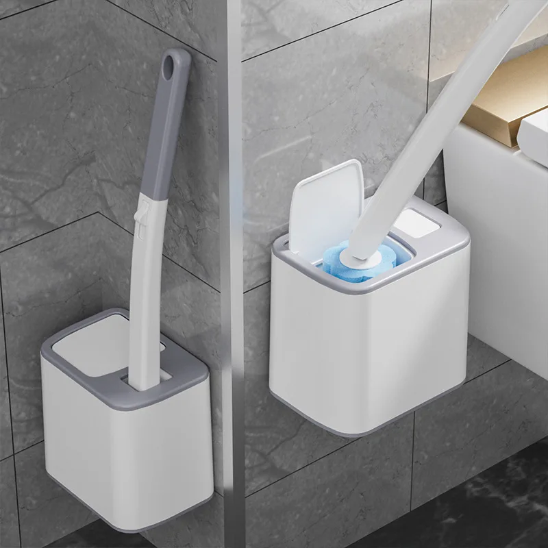Disposable Toilet Brush Replaceable Wall-mounted Long Handle Toilet Brush Cleaning Tools WC Bathroom Accessories